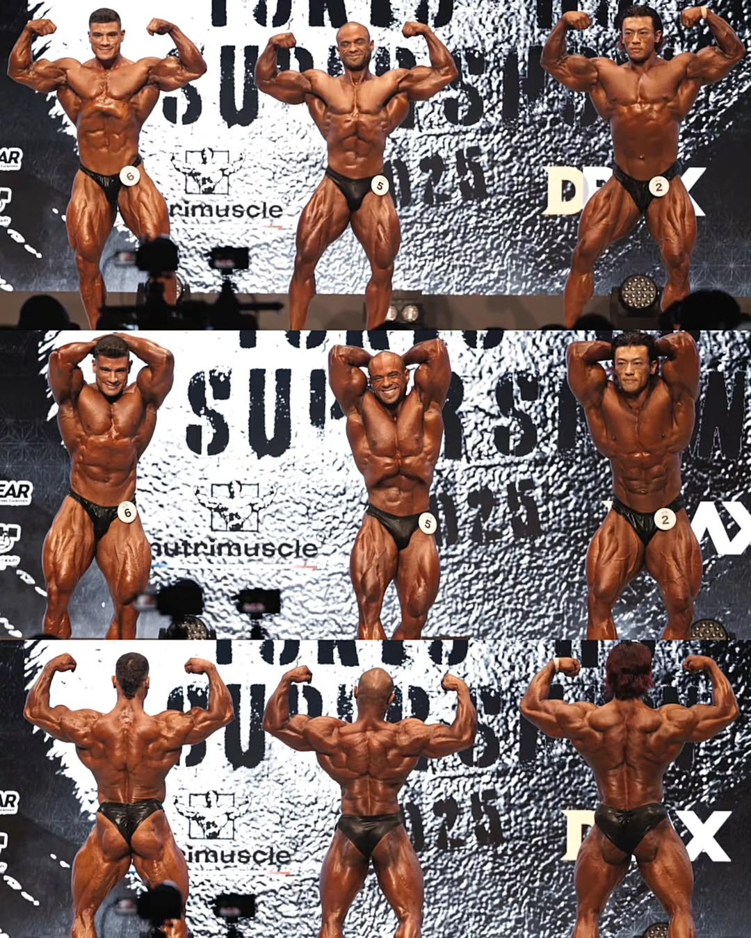 Photo shared by Phil (트포이) 🇰🇷 on August 13, 2025 tagging @okus_kitchen, @fello_cambronero, @mrolympiallc, @frame_92_baki, @kei.furukoshi_ifbb_pro, @ifbb_pro_league_japan_pro, and @mck.ifbbpro. May be an image of 3 people, biceps, people bodybuilding, poster and text.
