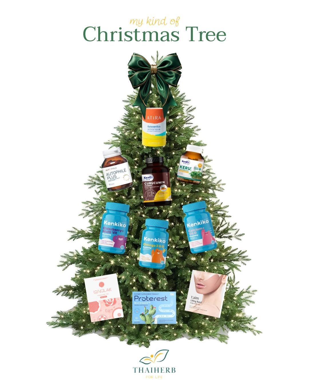 Photo by ไทยเฮิร์บ ฟอร์ ไลฟ์ on December 24, 2025. May be an image of medicine, christmas tree, hand cream, ointment, tinsel and text.