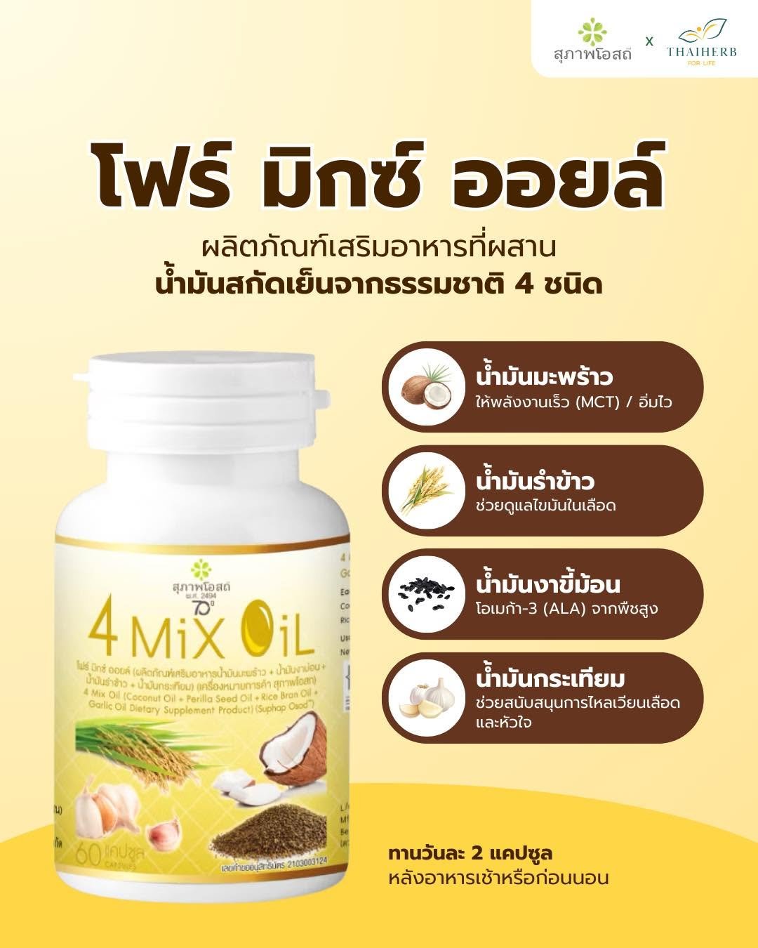 Photo by ไทยเฮิร์บ ฟอร์ ไลฟ์ on April 02, 2026. May be an image of medicine, hair product and text.