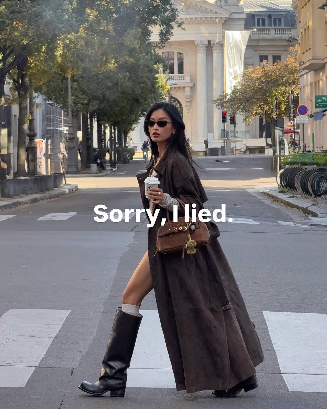 Photo by Thanya Wong on December 27, 2025. May be a meme of ‎overcoat, boots and ‎text that says '‎nn !!! TIT! นาร !!!!! Sorry,Ilied. ة Sorry, I lied.‎'‎‎.