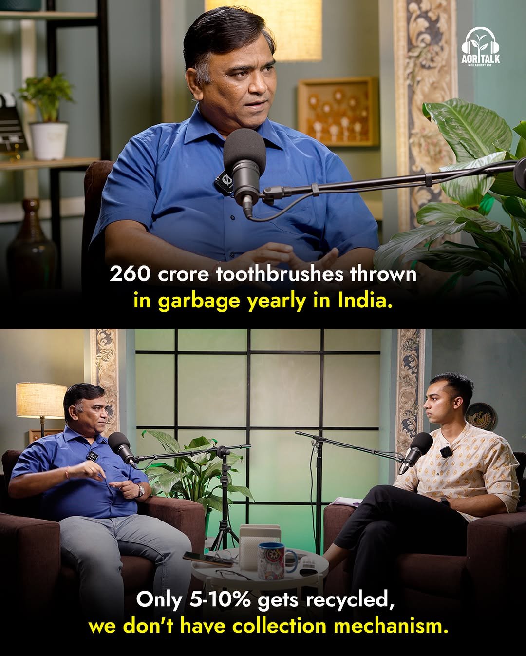 Photo by Theagritalkshow on November 16, 2025. May be a meme of one or more people, poster and text that says 'AGRITALK AGRI TALK 260 crore toothbrushes thrown in garbage yearly in India. Only 5-10% gets recycled, we don't have collection mechanism.'.