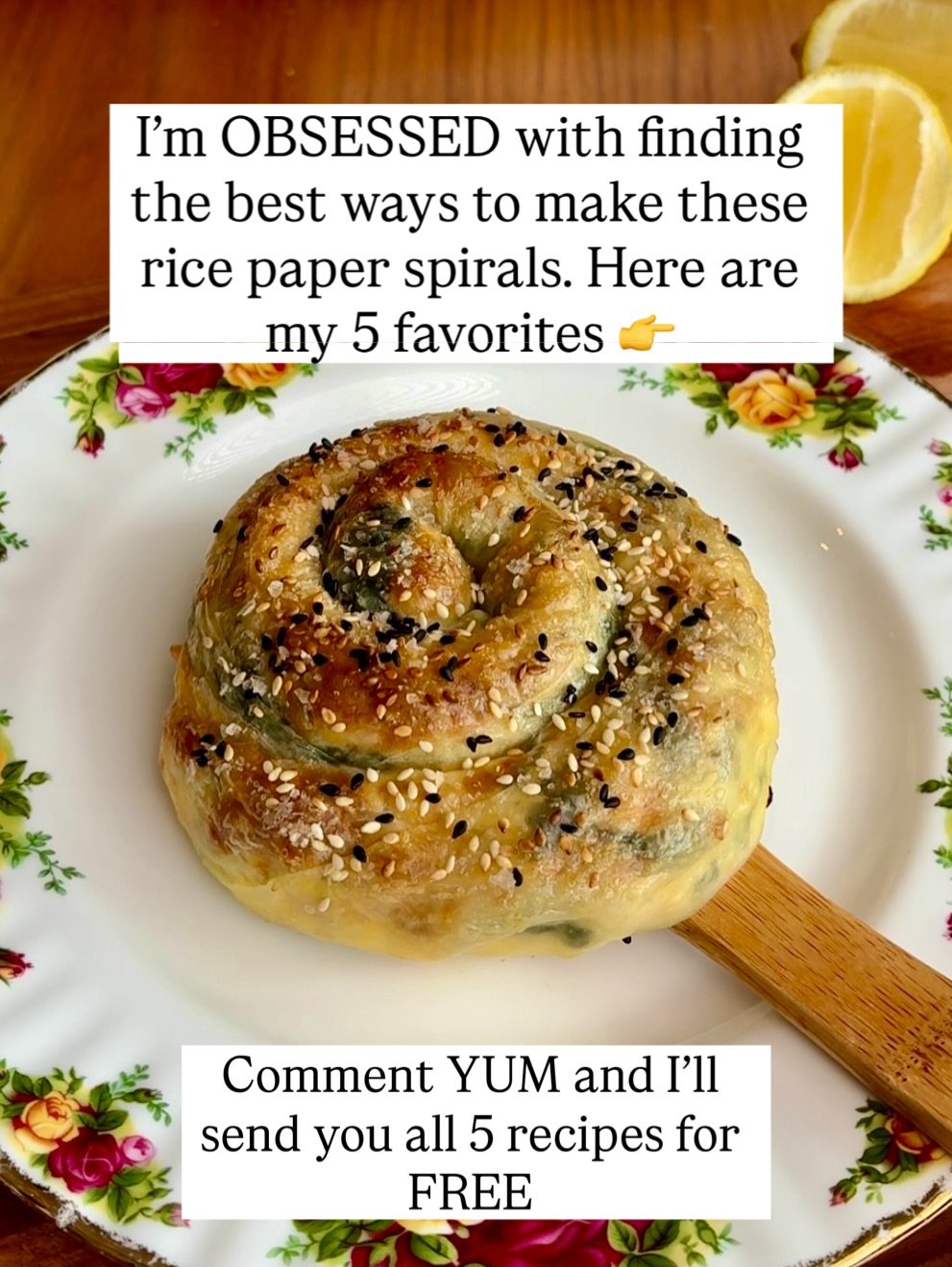 Photo by Josh Gale on February 17, 2026. May be an image of potpie, hand pie, escargot, bread and text that says 'I'm OBSESSED with finding the best ways to make these rice paper spirals. Here are my 5 favorites Comment YUM and I'll send you all sendyouall5recipesfor 5 recipes for FREE'.