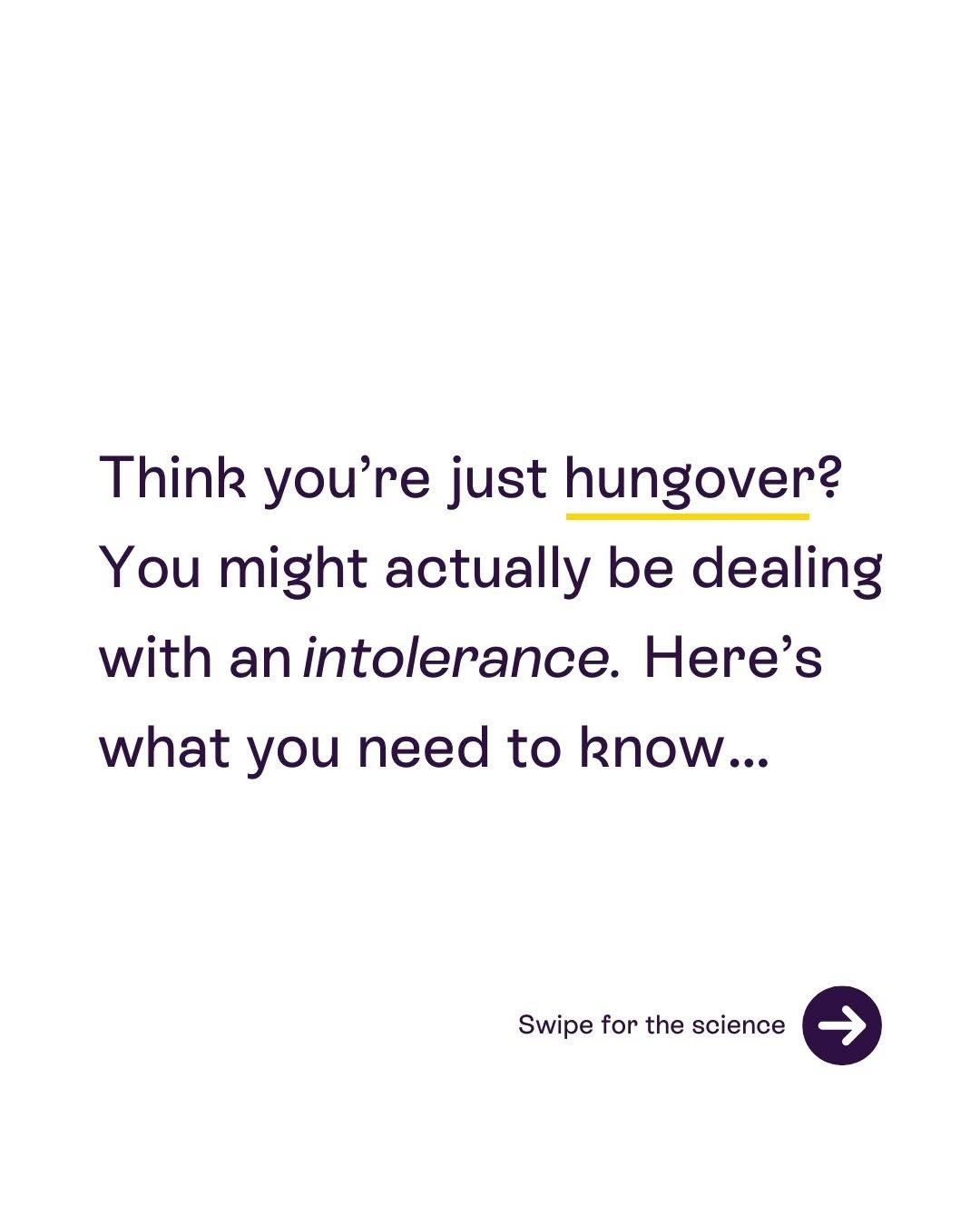 Photo by Dr Megan Rossi on November 29, 2025. May be a graphic of alcohol and text that says 'Think you're just hungover? You might actually be dealing with an intolerance. Here's what you need to know... Swipe for the science'.