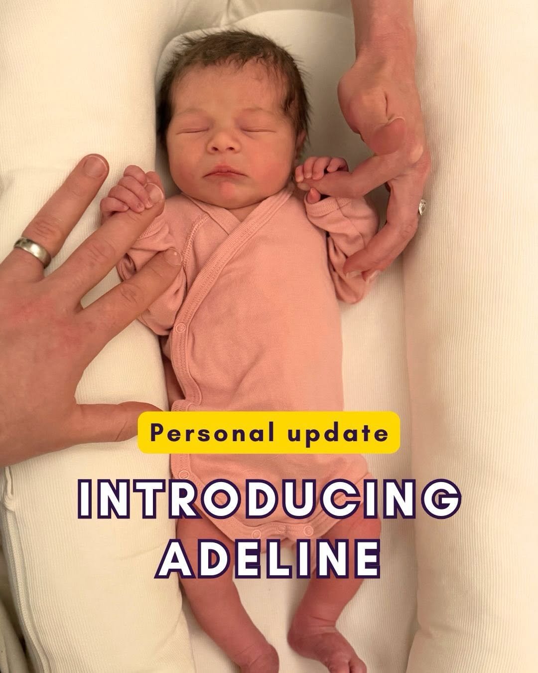 Photo by Dr Megan Rossi on January 10, 2026. May be an image of ‎baby, diaper, baby bed, hospital and ‎text that says '‎ون Personal update INTRODUCING ADELINE‎'‎‎.