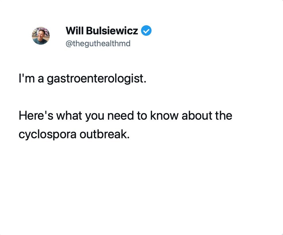 theguthealthmd 게시물 이미지: A big cyclospora outbreak is spreading right...