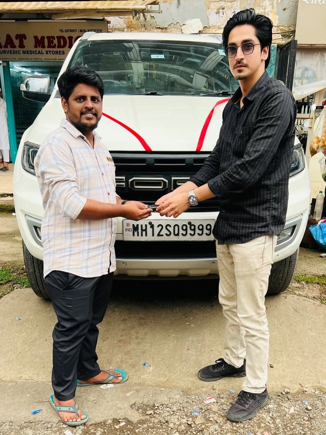 Photo shared by The Jackpot Cars on October 13, 2025 tagging @yahya_khan, @arfat.zara, and @loveyounoorr. May be an image of smiling, standing, car and text that says 'IND IND MH12S09999 MH'.