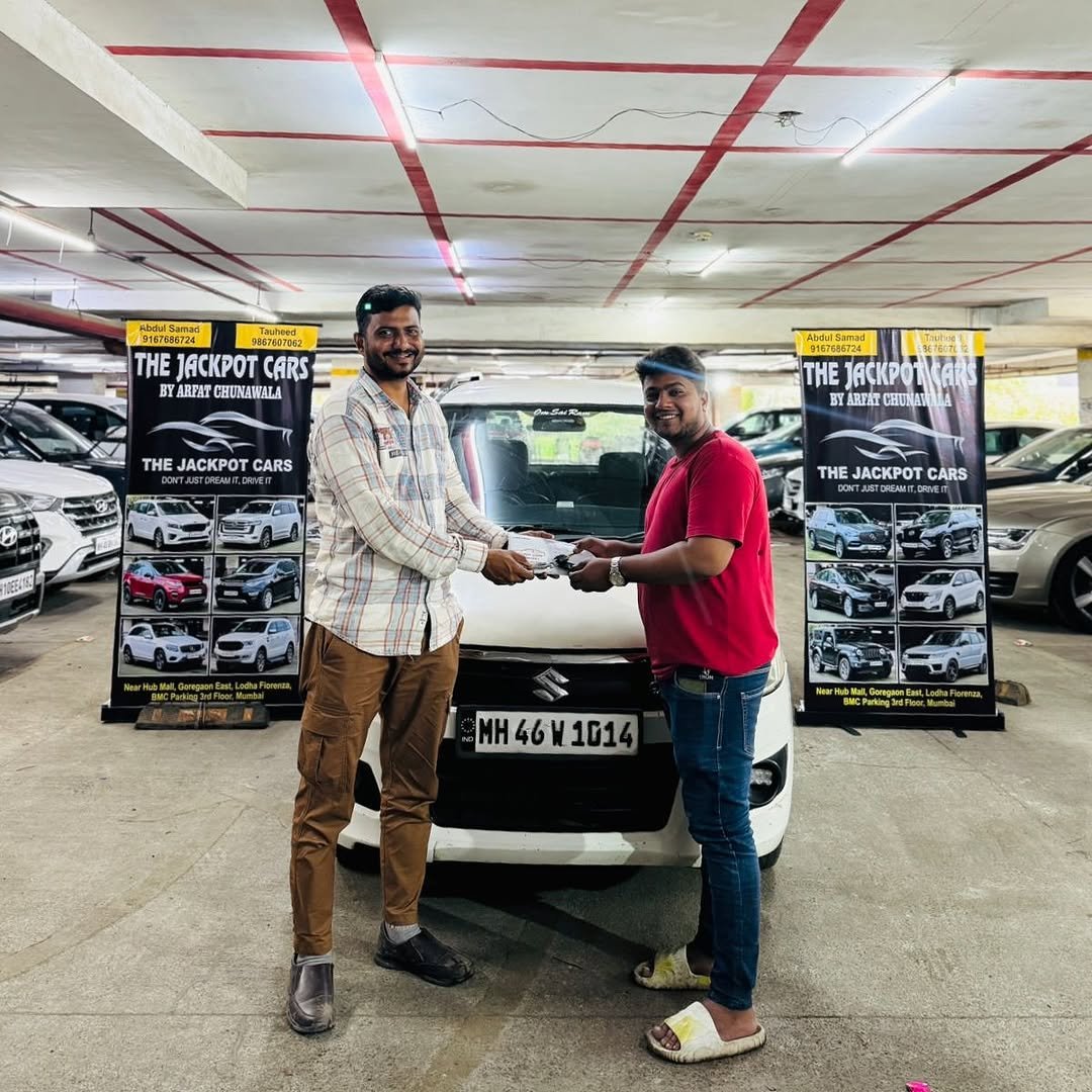 Photo shared by The Jackpot Cars on September 05, 2025 tagging @arfat.zara, @thejackpotcars, and @tauheedsh_37_. May be an image of 2 people, people standing, jeep, sedan, wheel and text.