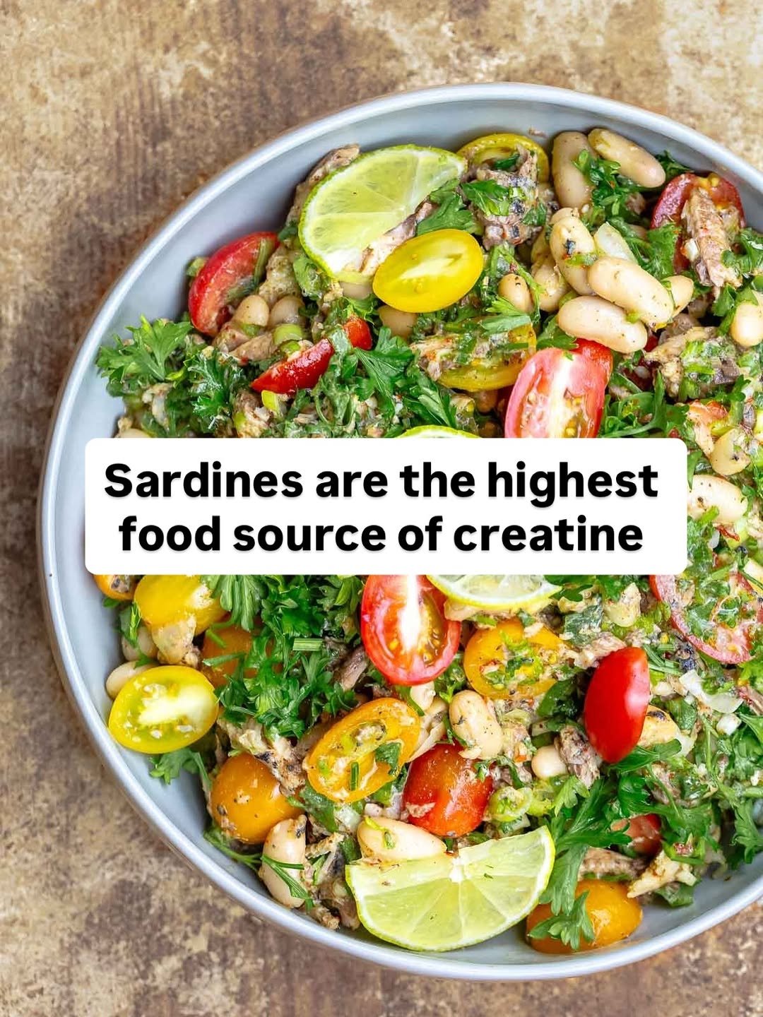 Photo by Mediterranean Food & Diet | Easy Recipes | Suzy Karadsheh on December 03, 2025. May be an image of anchovies, sardine and text that says 'Sardines are the highest food source of creatine'.