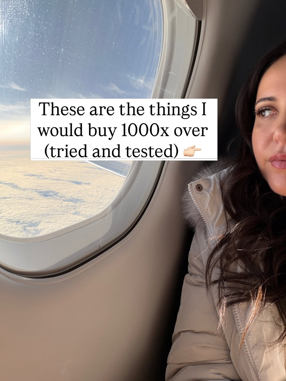 Photo by Snejana Andreeva on March 26, 2026. May be an image of airplane and text that says 'These are the things I would buy 1000x 1000 over (tried and tested)'.