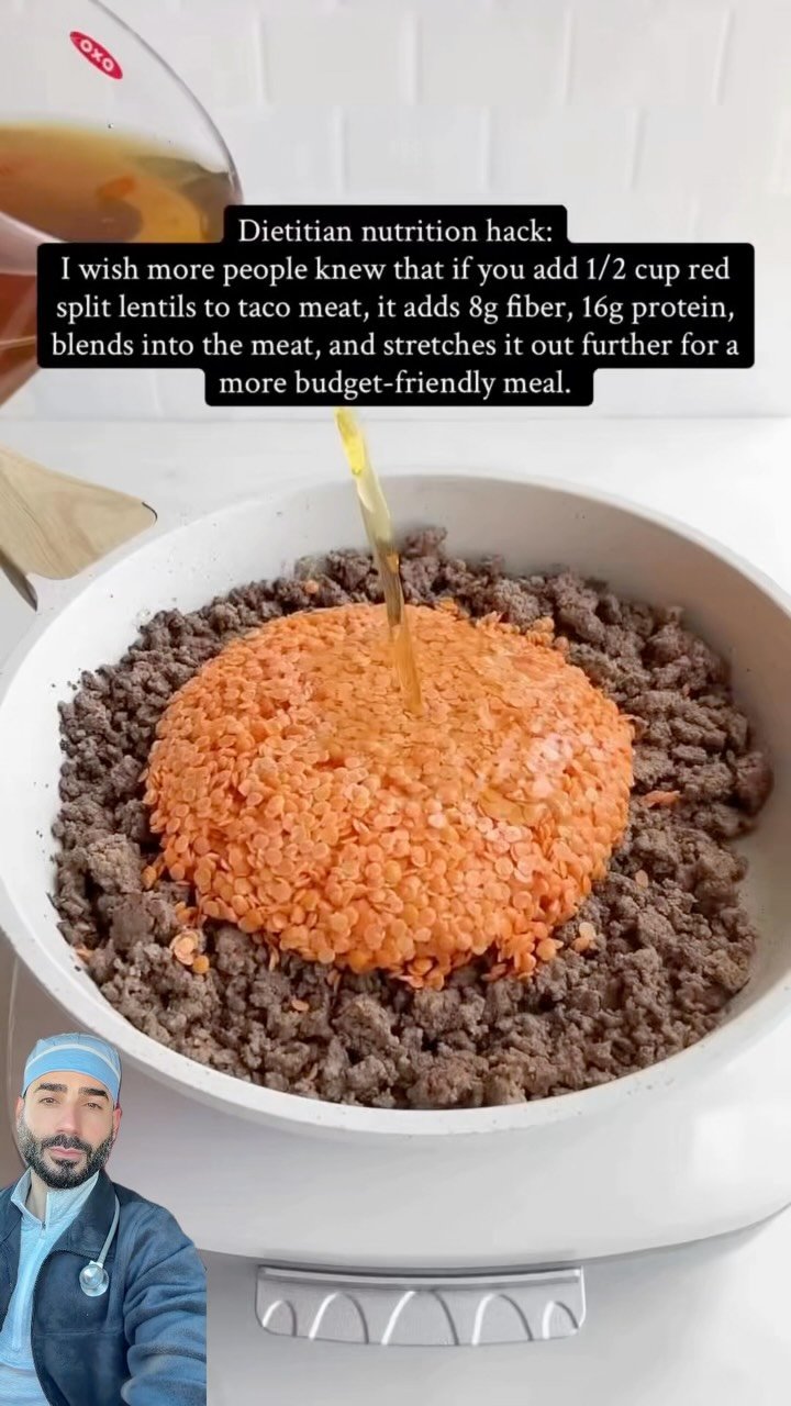 thestomachdoc 게시물 이미지: Fibermax your ground beef with red lentils....