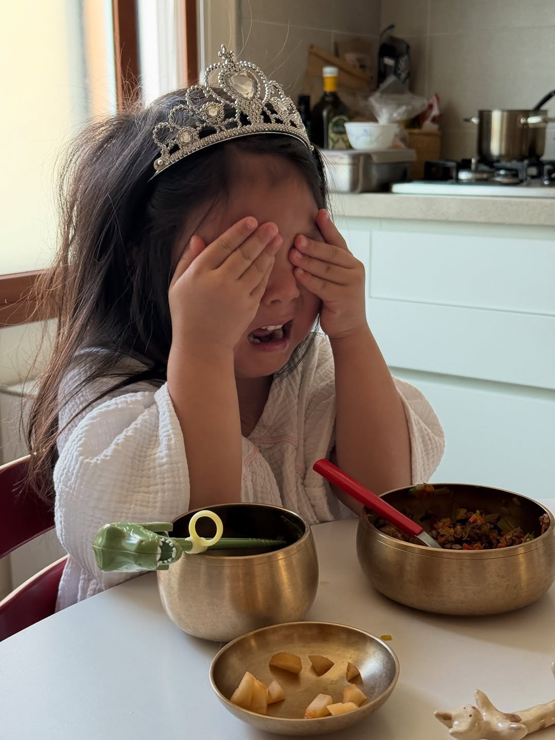 Photo by Hyun Son on October 31, 2025. May be an image of baby, chopsticks and text.