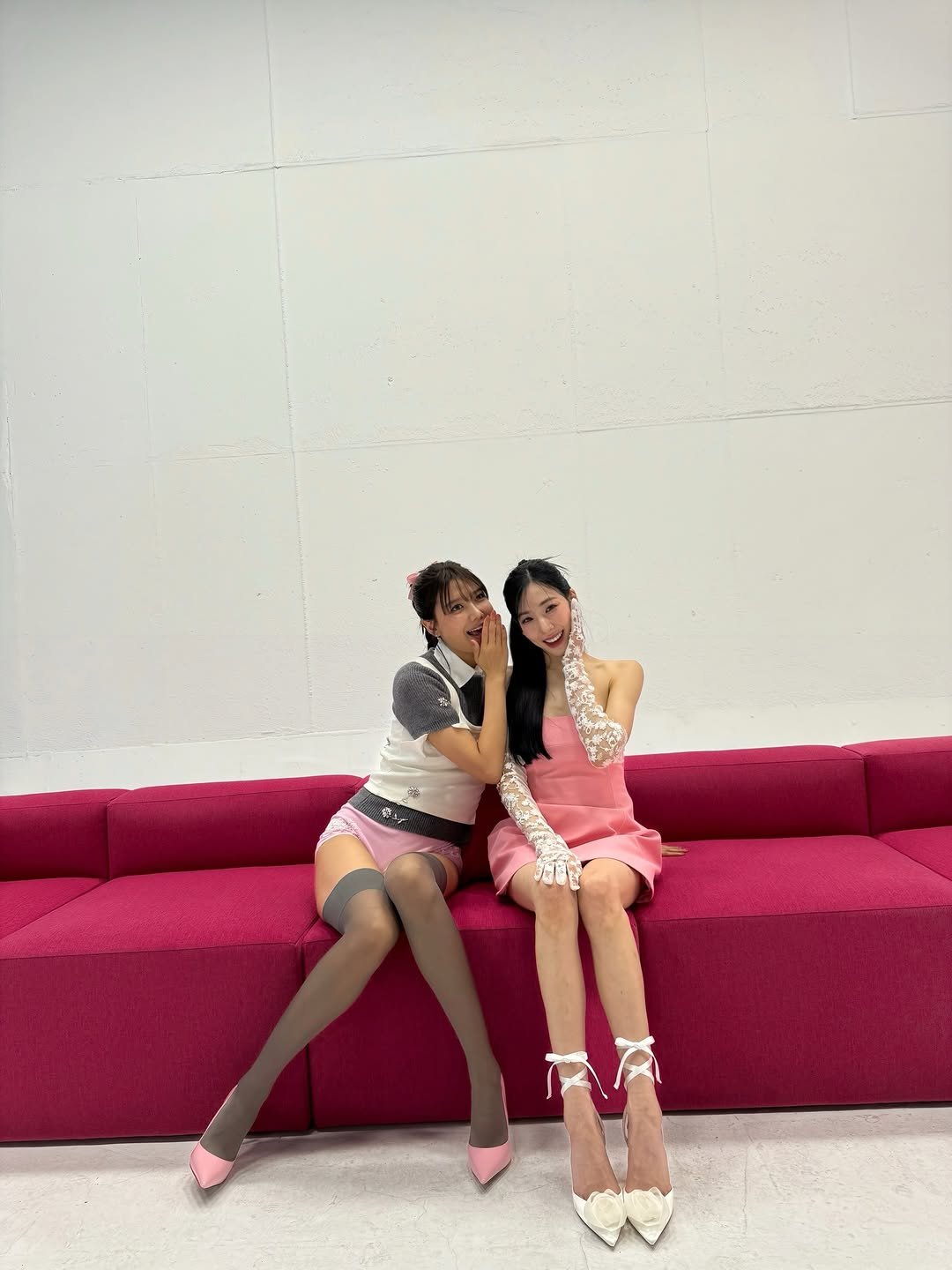 Photo shared by tiffany young on February 28, 2026 tagging @sooyoungchoi. May be an image of miniskirt, tights and text.