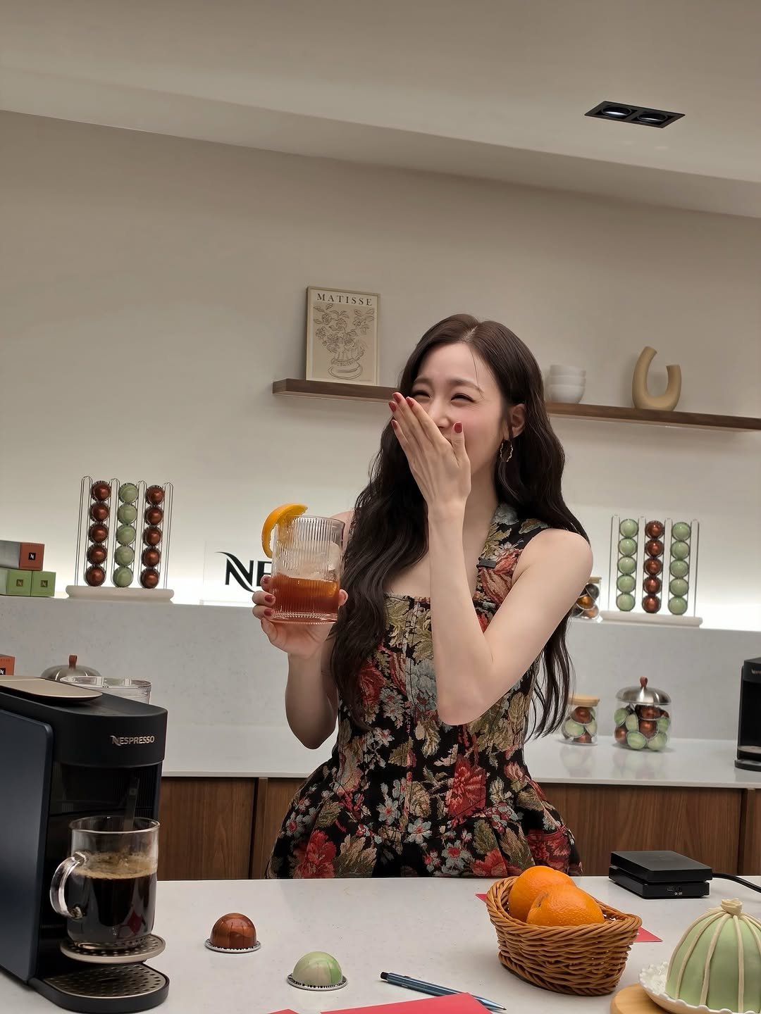 Photo shared by tiffany young on March 14, 2026 tagging @nespresso, and @nespresso.kr. May be an image of dessert, cornflower and text.