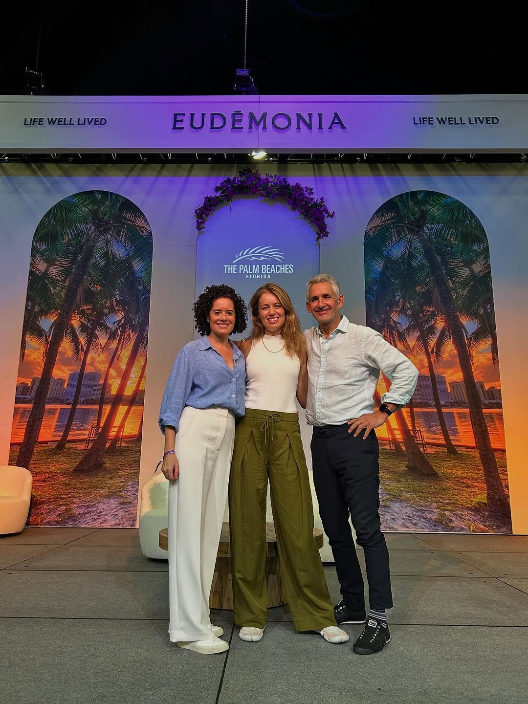 Photo shared by ZOE | Science & Nutrition on November 18, 2025 tagging @drsarahberry, @tim.spector, @dr.fede.amati, and @eudemoniasummit. May be an image of one or more people, carpet and text that says 'LIFE LIFEWELLLIVED WELL LIVED EUDEMONIA LIFEWELLLIVED LIVED LIFEWELL wCE THEPALMBEACHES FLORIDA THE PALM BEACHES LOU CT'.