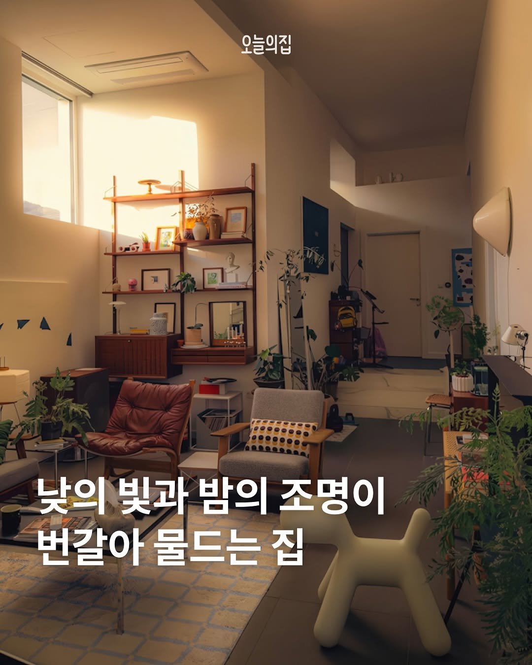 Photo shared by 오늘의집 on October 05, 2025 tagging @colamanz. May be an image of text that says '오늘의집 ममःः:: Giie 낮의 빛과 밤의 조명이 번갈아 물드는 집'.