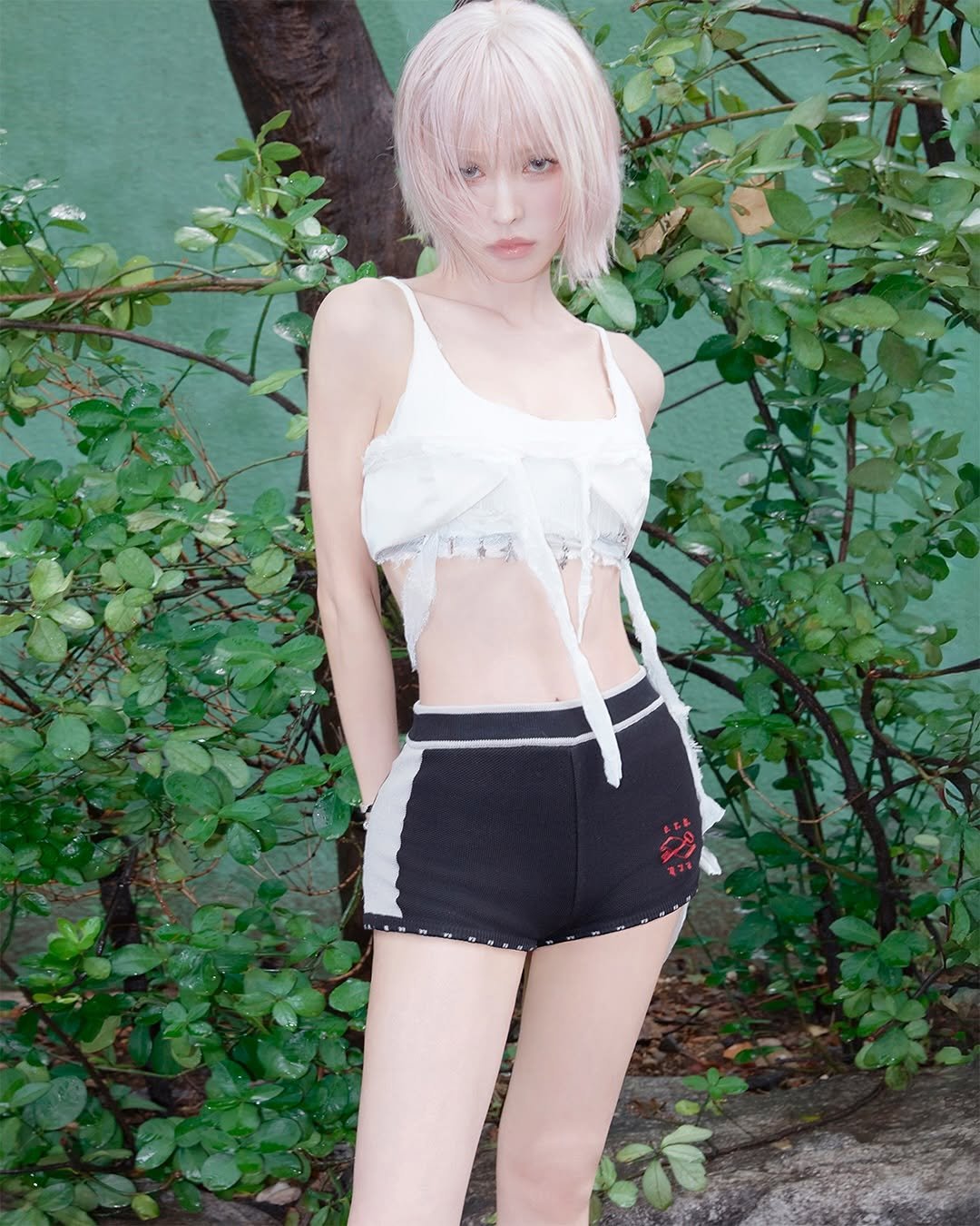 Photo by Wendy on September 05, 2025. May be an image of 1 person, sleepwear, shorts, underwear, miniskirt and text.