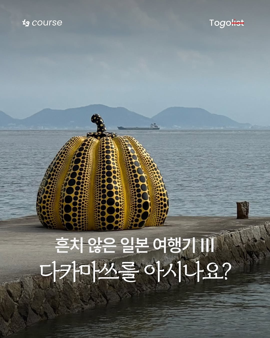 Photo by To go list | 투고리스트 on September 25, 2025. May be an image of gourd and text that says 't9 course Togotst 흔치 않은 일본 흔치않은일본여행기1! 여행기!| 다카마쓰를 아시나요?'.
