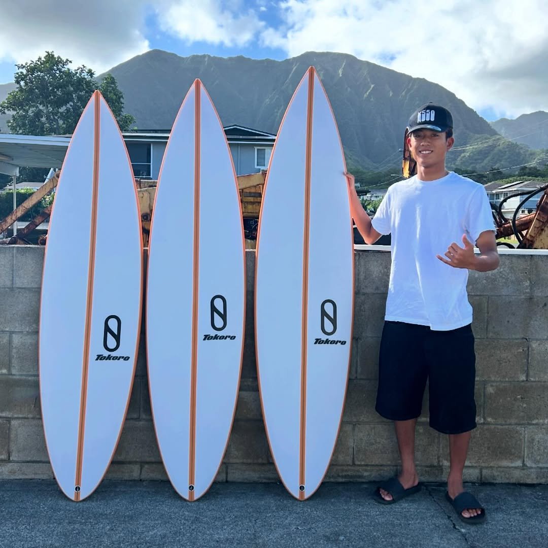 Photo shared by TOKORO SURFBOARDS on January 11, 2026 tagging @slaterdesigns, and @kaisei_adachi. May be an image of surfboard and text that says '面量 0 Takoro 0 Takoro O Takora'.