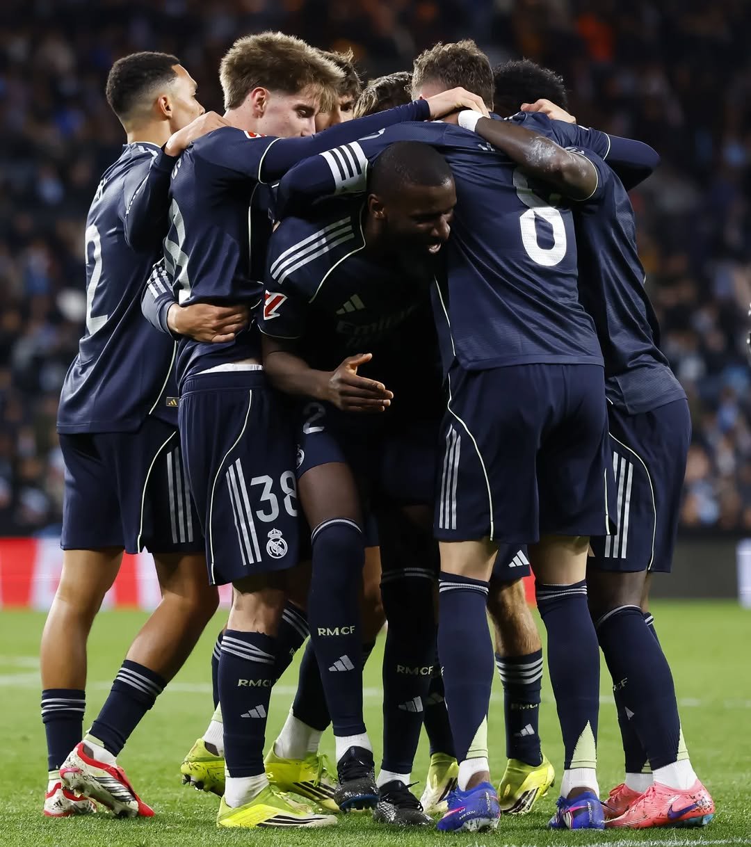 Photo by Antonio Rüdiger on March 06, 2026. May be an image of soccer, crowd and text that says '13 38 RM'.