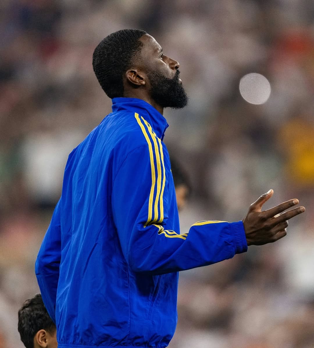 Photo by Antonio Rüdiger on January 08, 2026. May be an image of football, soccer, ball, crowd, stadium and text.