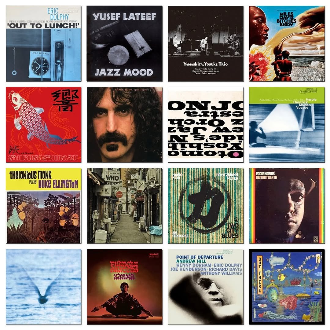 Photo by 탑스터 on September 14, 2025. May be an image of ‎6 people, record, poster and ‎text that says '‎ERIC DOLPHY 'OUT to LUNCH!' YUSEF LATEEF Илa Bietts JAZZ JAZZMOOD MOOD YaMashiTA,YosukE TRio W 12 ت_مرت OFIS Vovase" THAIONiUSMONK MONK PLI DUKG ELLINGTON WHO आप्ट FOOE ARRIS ISTR STRITDERTI 0. የሕክዝ wOtnS ห POINT OF DEPARTURE KENNY DORHAM O ERIC ANDRE /ERICD OLPHY JOE TERC DAVIS HENDERSON/R ANTHONY ILLIAMS DAYE‎'‎‎.