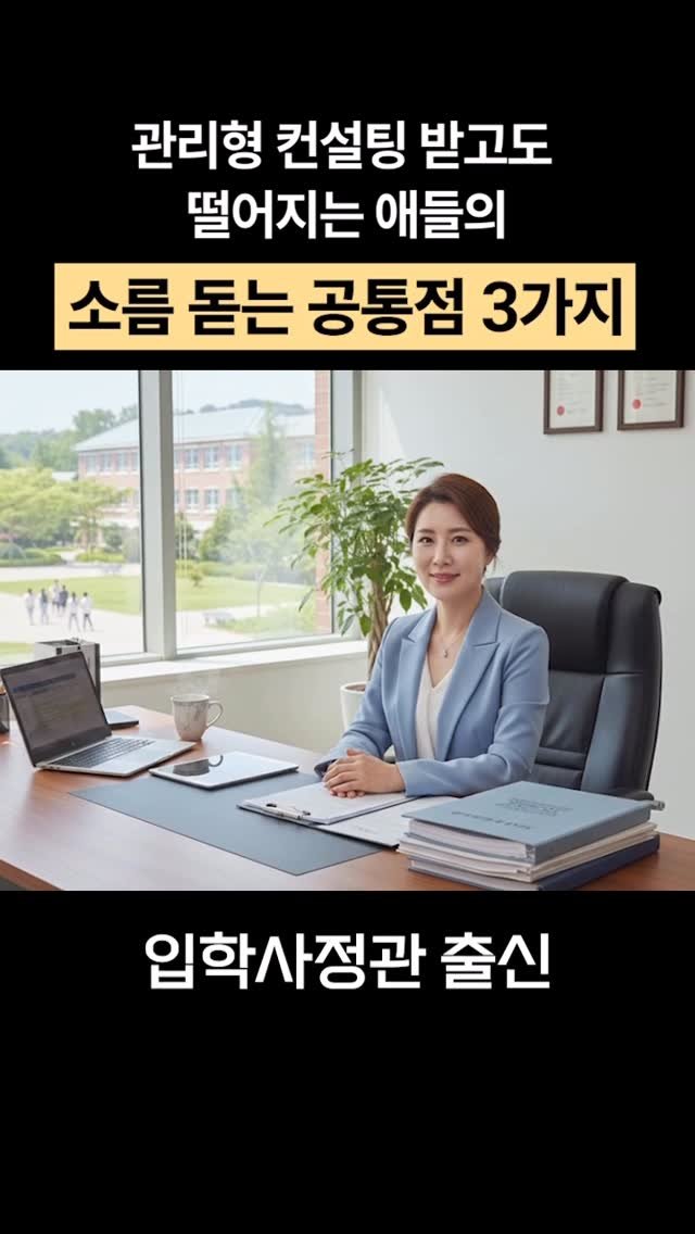 tr.pentakill 게시물 이미지: 컨설팅에 돈 쓰고도 대학 떨어지는 이유 = OOO 때문?! 😱
영상 속 3가지...