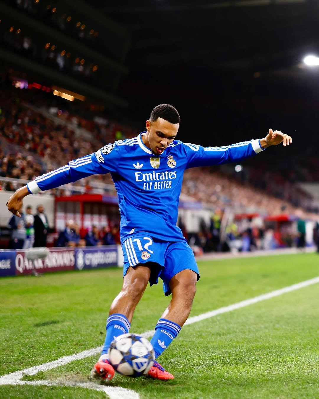 Photo by Trent Alexander-Arnold on November 26, 2025. May be an image of football, soccer, cleats, ball, stadium and text.