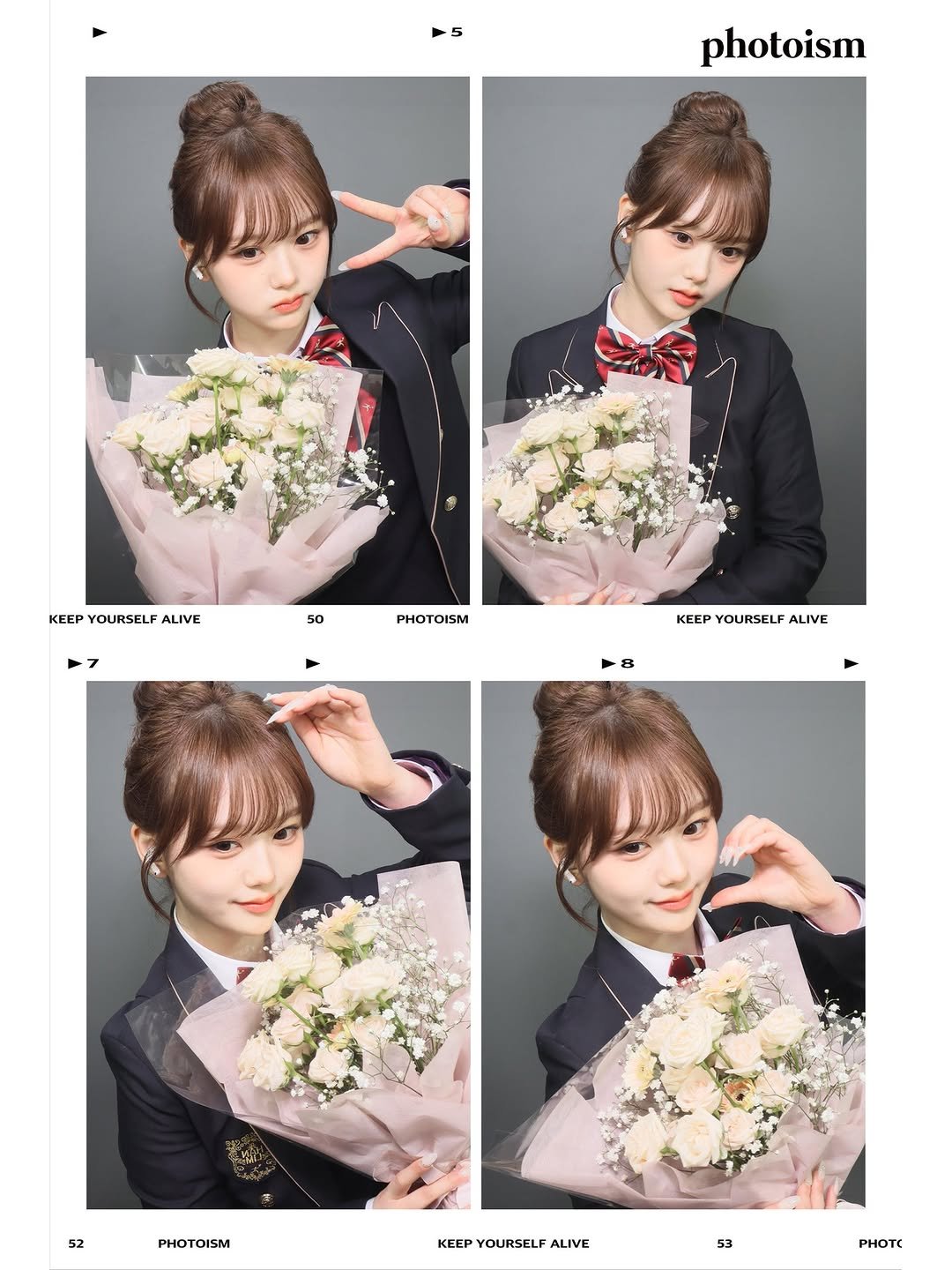 Photo by tripleS official on March 27, 2026. May be an image of text that says '5 photoism KEEPYOURSELFALIVE KEEP YOURSELF ALIVE 50 PHOTOISM PHOTOISM KEEPYOURSELFALIVE KEEP YOURSELF ALIVE 8 8 52 PHOTOISM KEEP YOURSELF KEEPYOURSELFALIVE ALIVE 53 PHOTC'.