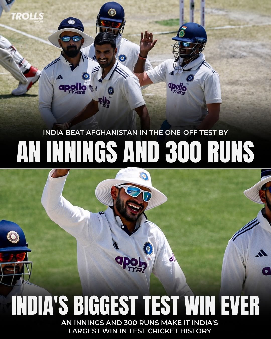trolls_official 게시물 이미지: The biggest win for India in Test cricket by...