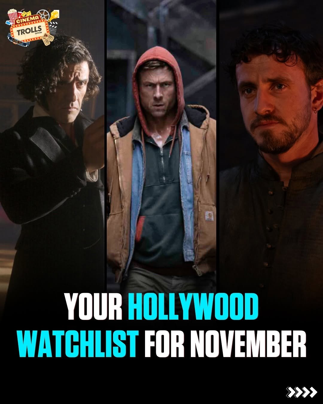 Photo by Trolls Official on November 01, 2025. May be an image of poster and text that says 'SA CINEMA TROLLS L YOUR HOLLYWOOD WATCHLIST FOR NOVEMBER >>>>'.