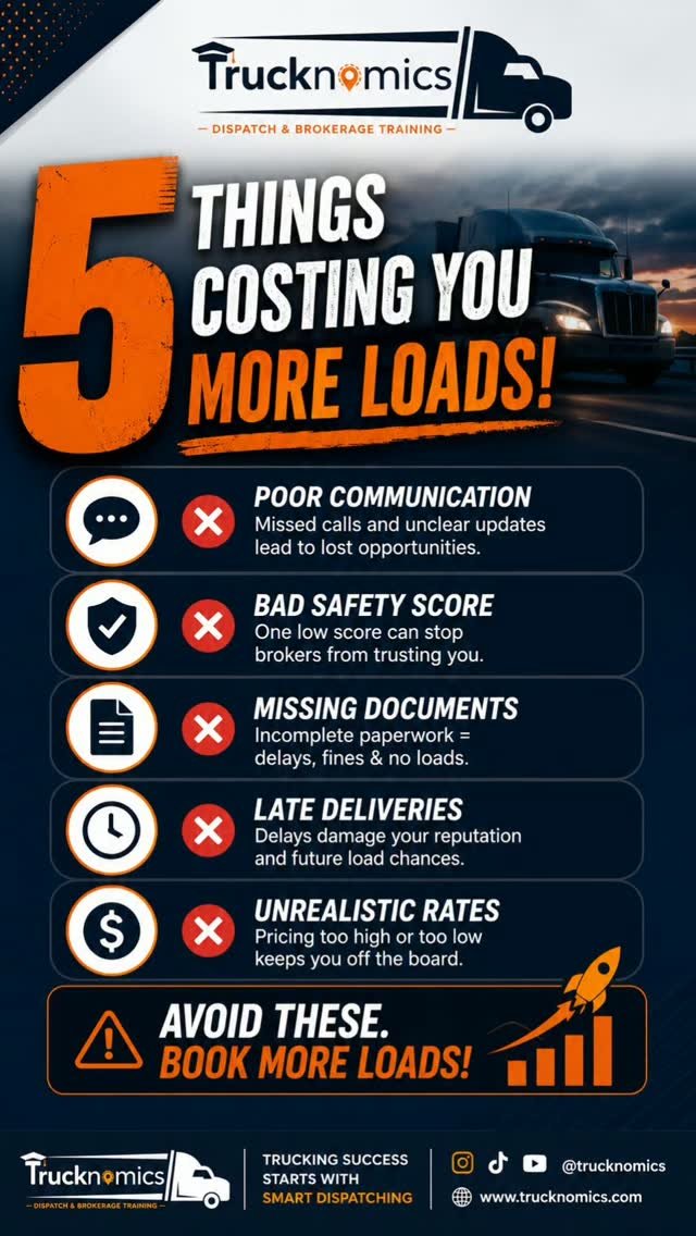 truck_nomics 게시물 이미지: 🚨 AVOID THESE if you want MORE LOADS! 🚨
Many...
