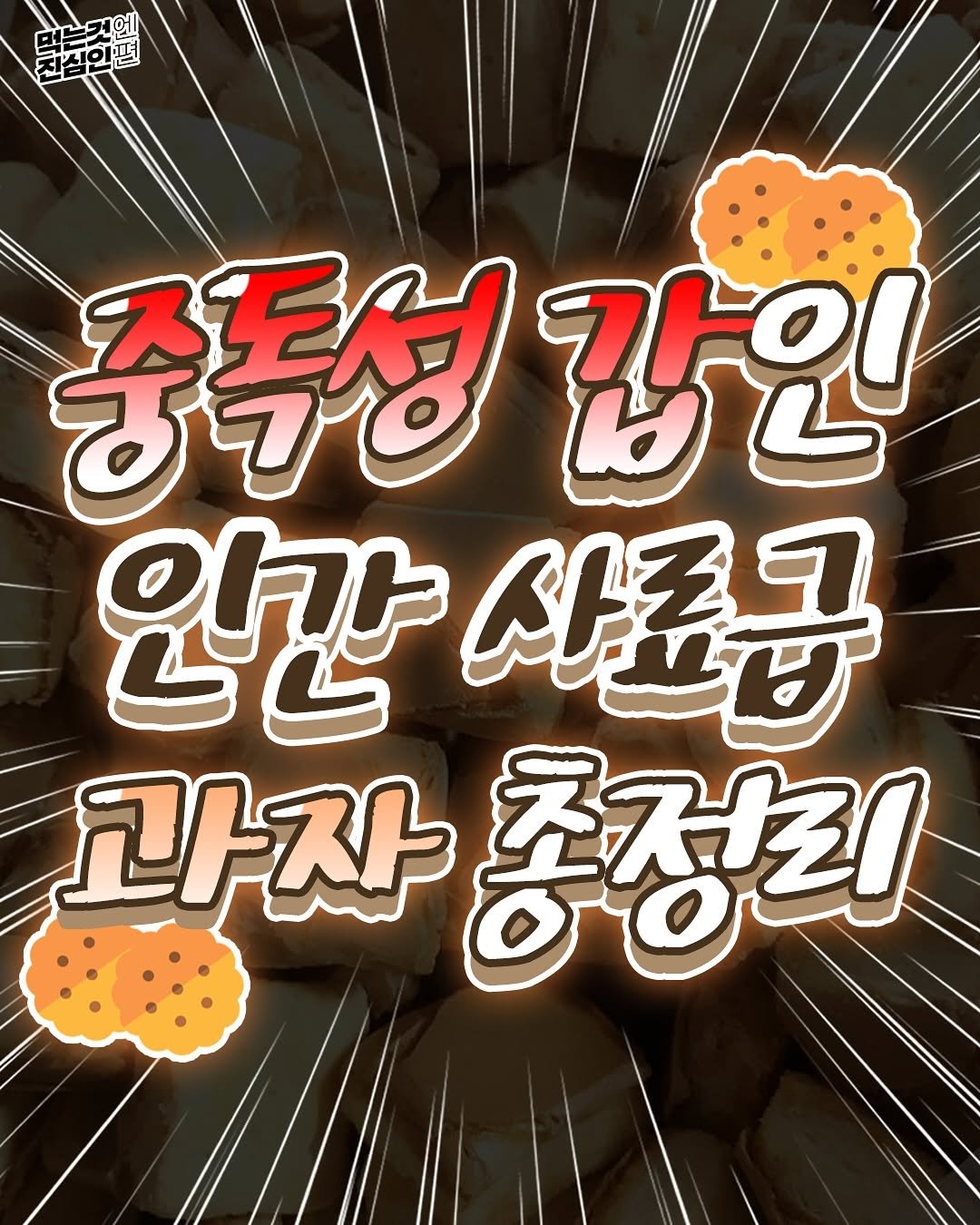 Photo by 먹는것엔 진심인 편 on August 09, 2025. May be an image of poster and text that says '진실인편 중독성 깝인 안간 안간사로급 사료굴 과자총정리 과자 종정리'.