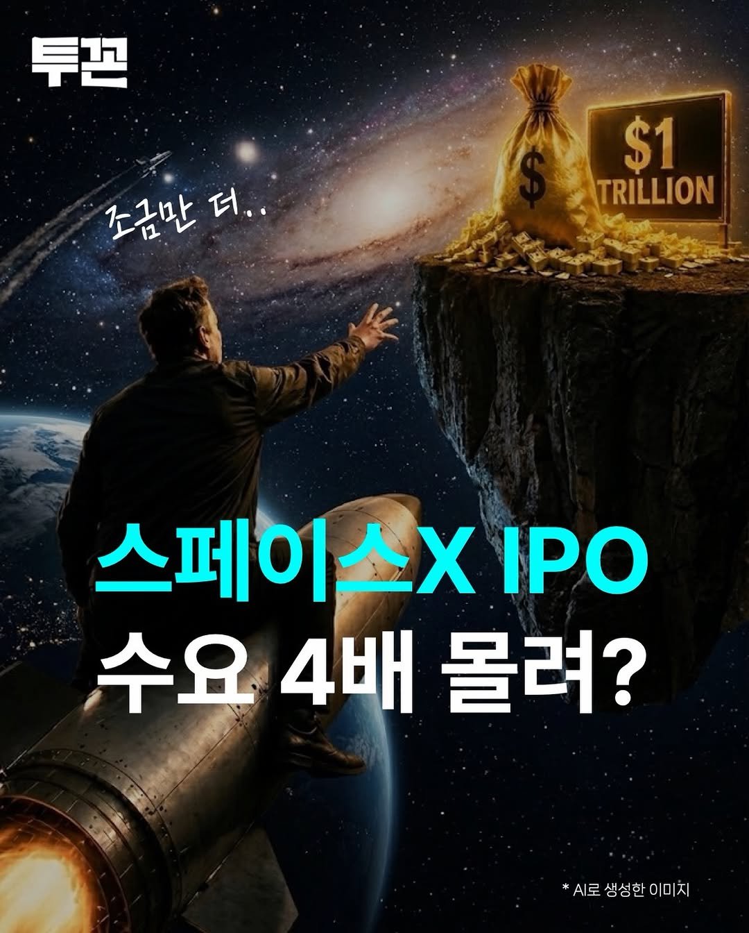 twokkons 게시물 이미지: 스페이스X가 IPO 공모에서
목표 대비 약 3.5~4배 수준의
투자 수요를 끌어모은...