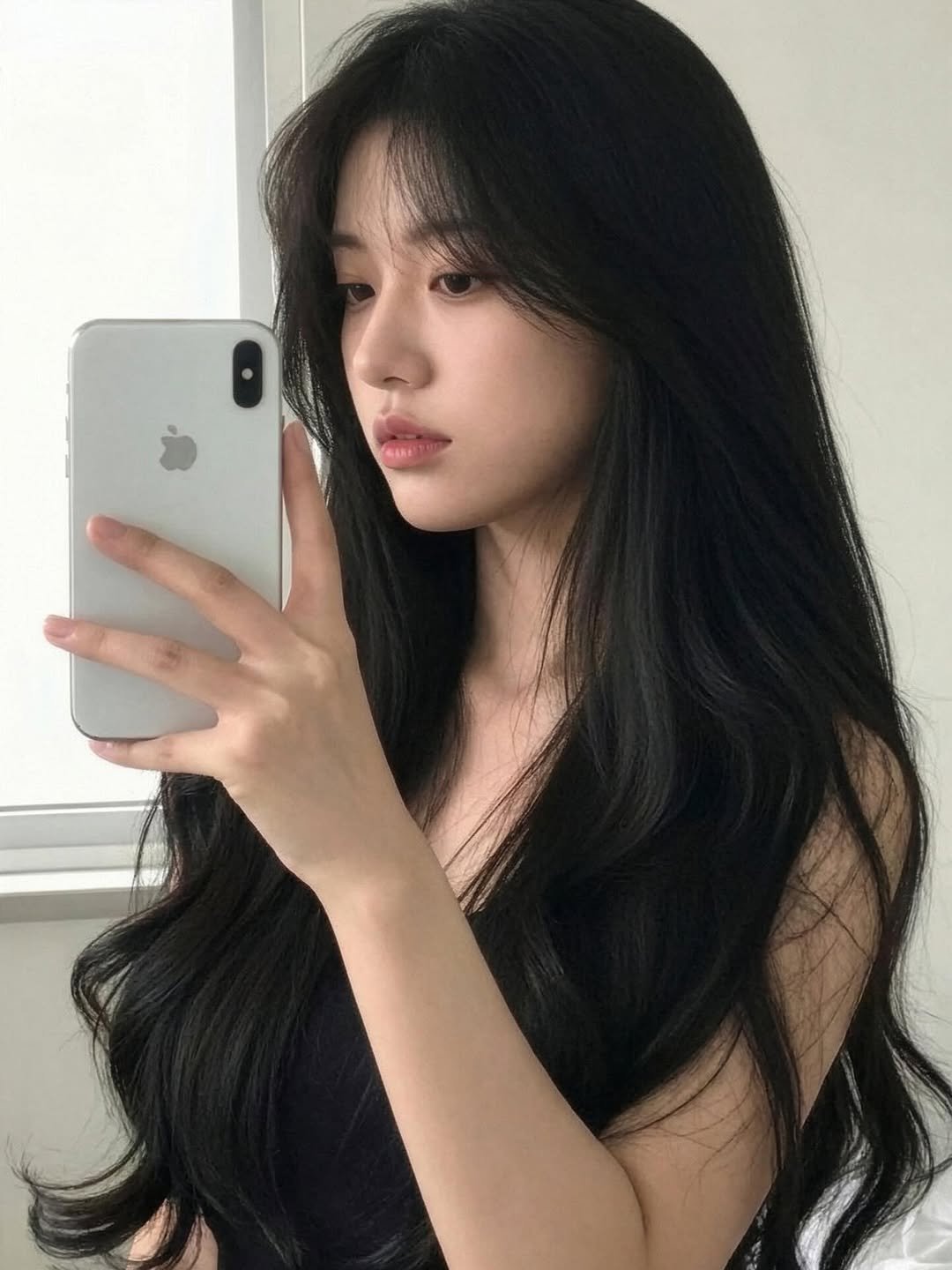Photo by 강남붙임머리 붙임머리 강남미용실 | 유앤룸 on March 12, 2026. May be a selfie of one or more people, long hair, phone, top and text.