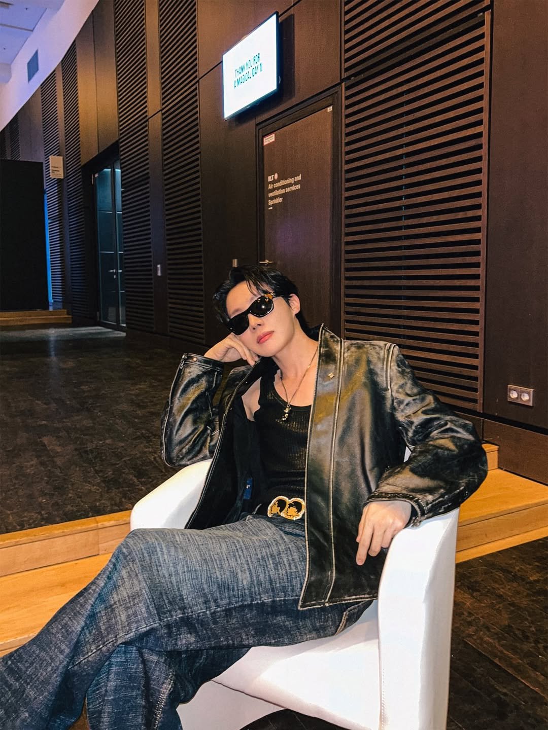 Photo by jhope on July 16, 2025. May be an image of 1 person, hair, leather, bolo tie and text.