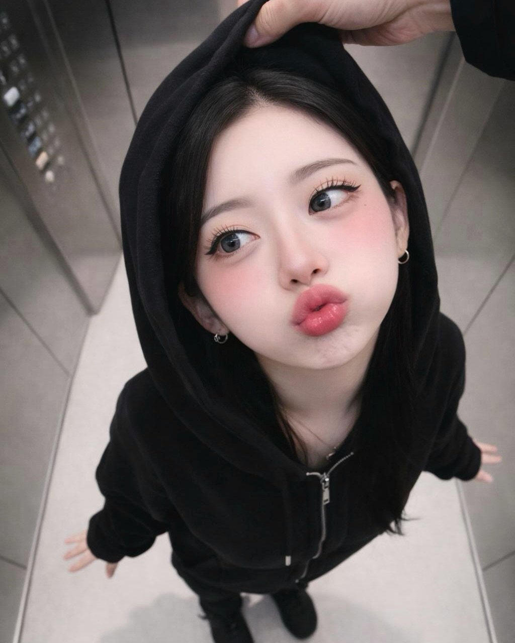Photo shared by 유빈 on January 22, 2026 tagging @beautycam.kr. May be an image of parka, sweatshirt, drawstring, top and text.