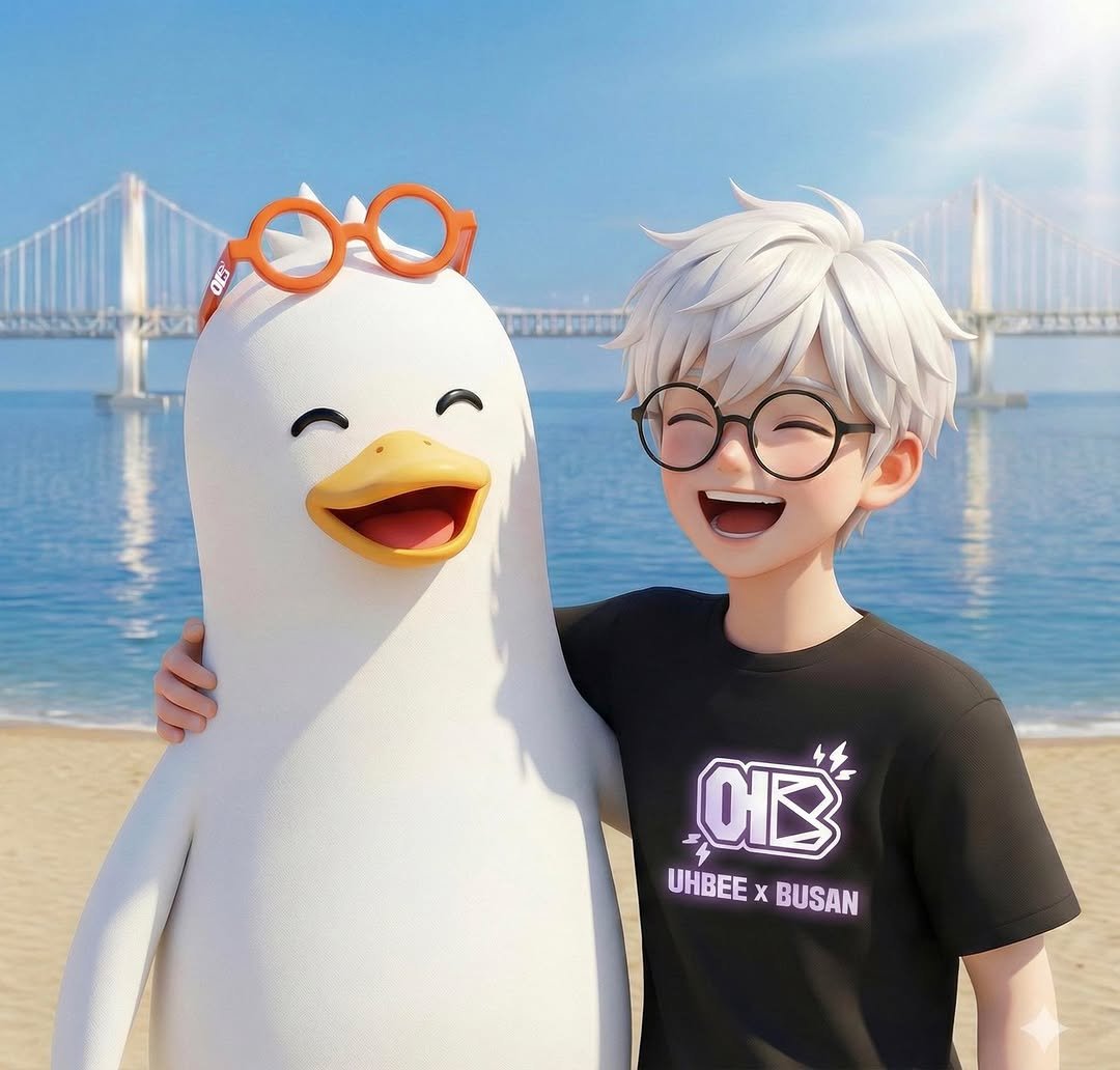 Photo by 어비 on February 03, 2026. May be a cartoon of ‎sea bird, penguin, duck, glasses and ‎text that says '‎Ssst đ0 ס0י 어B UHBEExBUSAN x BUSAN‎'‎‎.