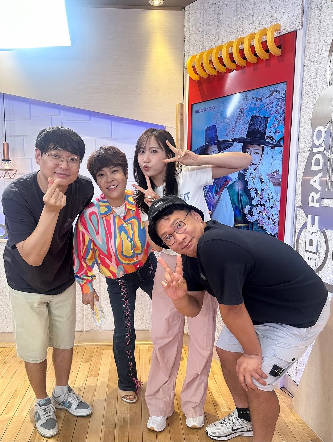 Photo shared by 별사랑 Byeolsarang ღ on August 11, 2025 tagging @ulumma2012. May be an image of 4 people, top and text that says 'BOCRADIO RADIO 0 রत AC'.