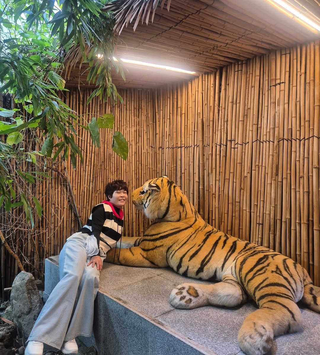 Photo by 조혜련 on September 19, 2025. May be an image of 1 person, big cat, tiger and text.
