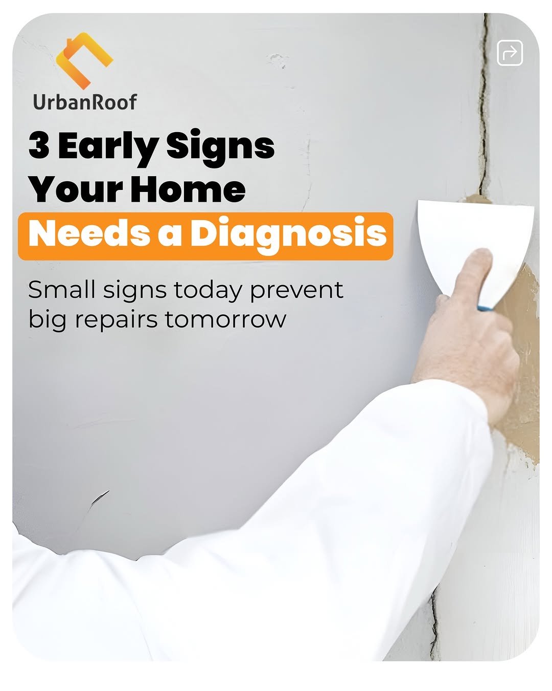 Photo by UrbanRoof on January 08, 2026. May be an image of ‎signboard, thermometer, thermostat, screen, poster and ‎text that says '‎UrbanRoof م 3 Early Signs Your Home Needs a Diagnosis Small signs today prevent big repairs tomorrow‎'‎‎.