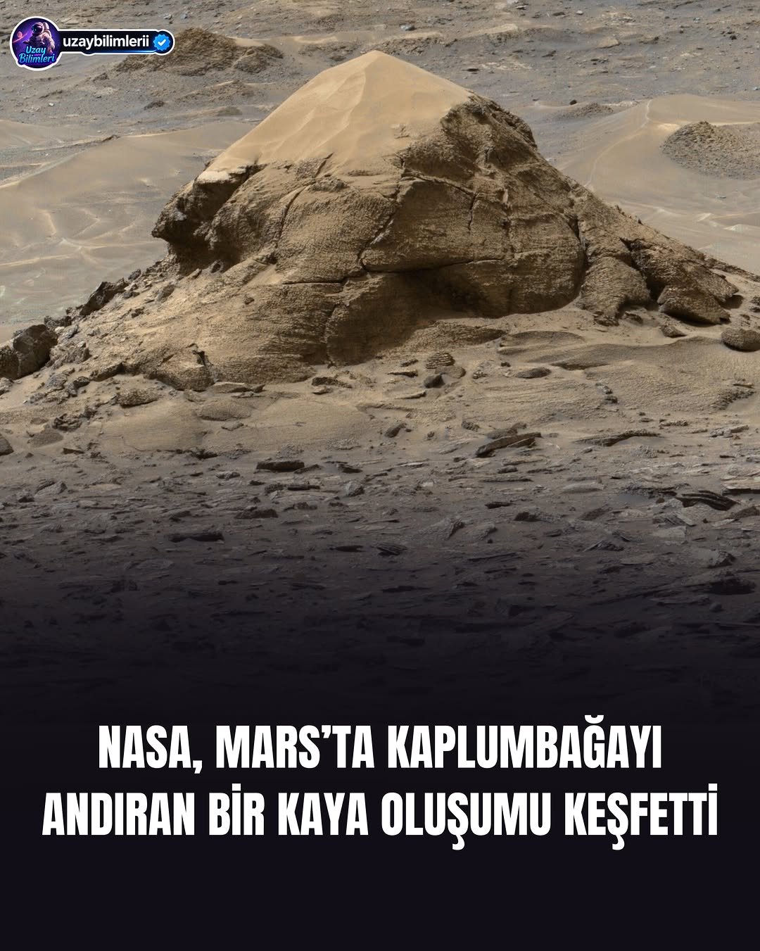 uzaybilimlerii 게시물 이미지: Mars’ta Kaplumbağa Görünümlü Bir Kaya...