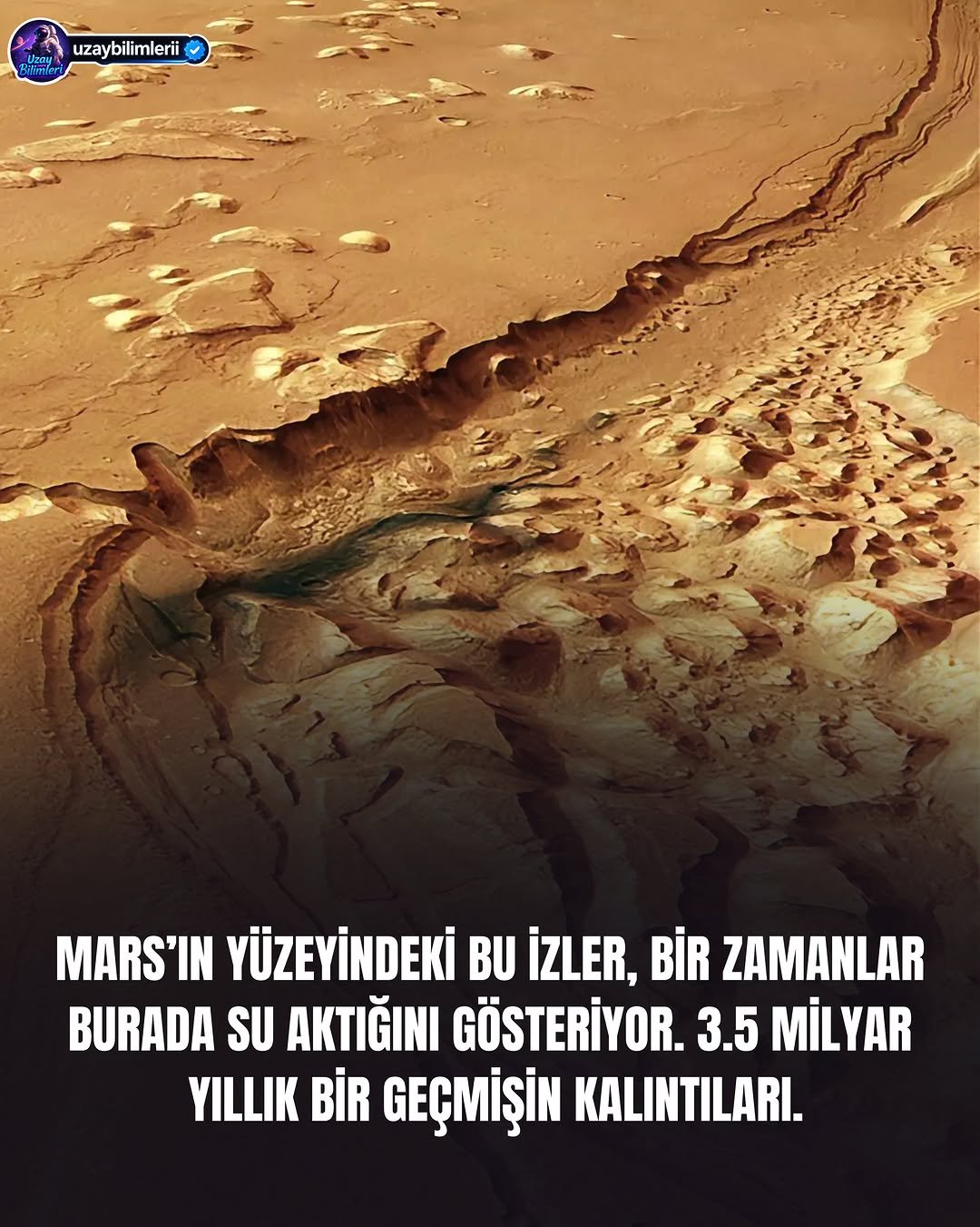 uzaybilimlerii 게시물 이미지: 3.5 milyar yıl önce Mars yüzeyinde devasa...