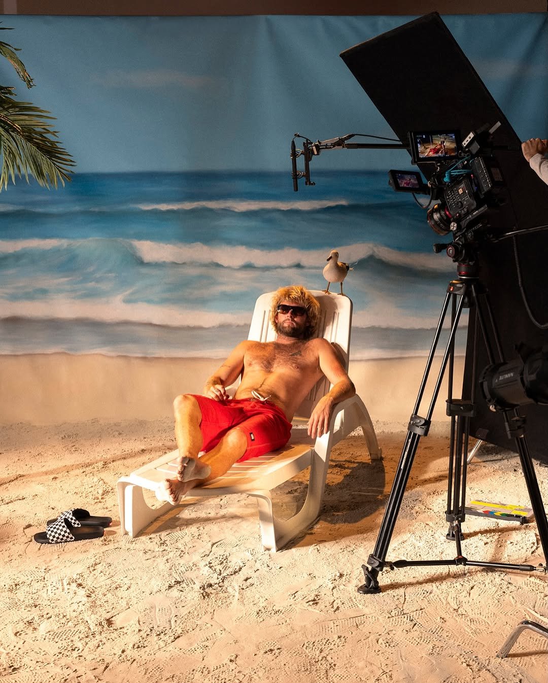 Photo shared by Vans Surf on January 28, 2026 tagging @harrybryant, and @vansaustralia. May be an image of deck chair, tripod, camera and text.