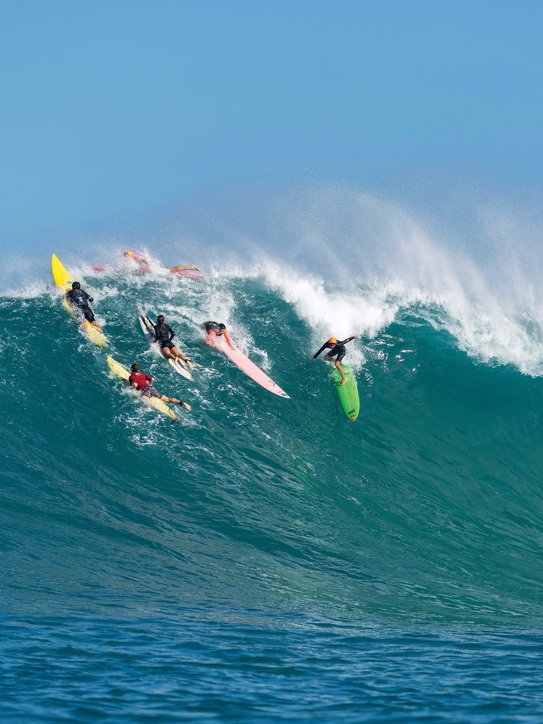 Photo shared by Vans Surf on February 13, 2026 tagging @surfhaleiwa, and @kalama_stratton. May be an image of surfboard, water, ocean and text.