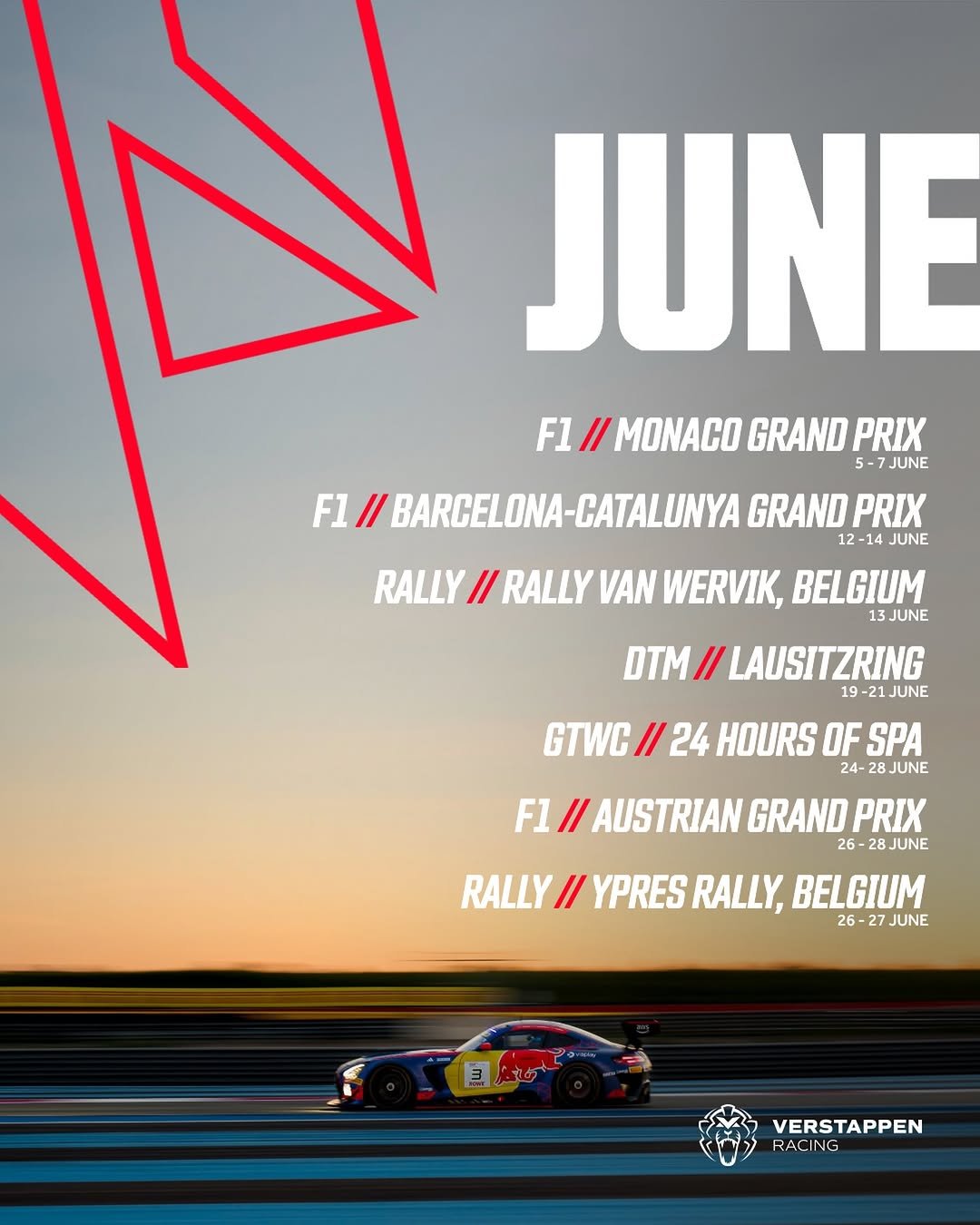 verstappencom 게시물 이미지: June is upon us, with plenty of racing ahead....