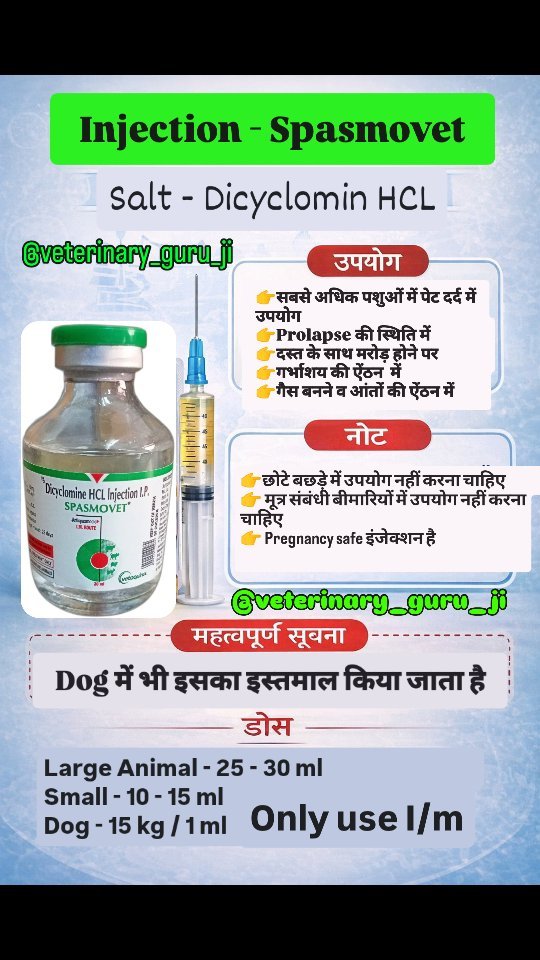 veterinary_guru_ji 게시물 이미지: Injection - Spasmovet
#veterinaryguruji...