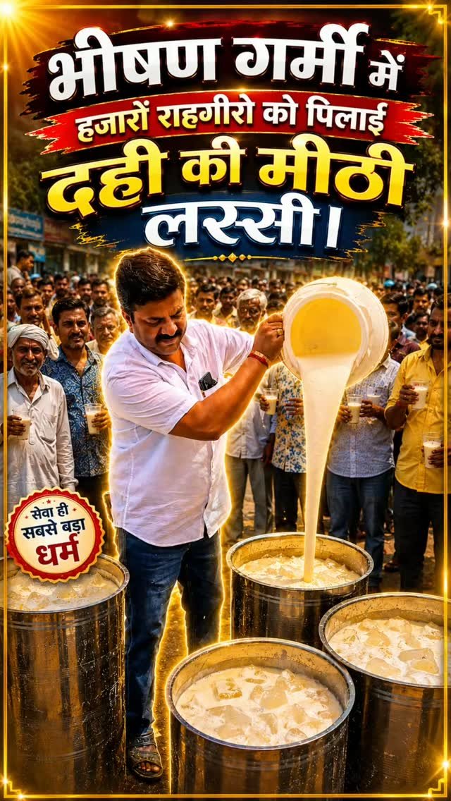 vickypansarivlogs 게시물 이미지: तपती गर्मी में हजारों लोगों को पिलाई दही की...