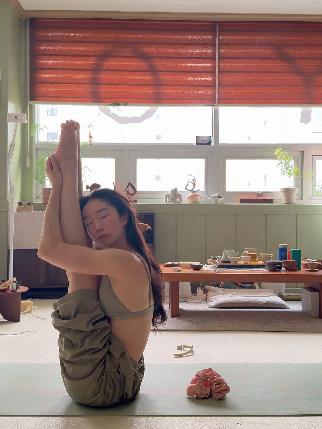 Photo shared by 비디아 on September 15, 2025 tagging @budhi_mudra, and @vidya_yogaroom. May be an image of 1 person, practicing yoga and text.