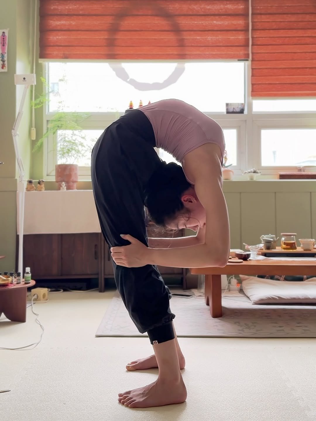 Photo shared by 비디아 on September 18, 2025 tagging @vidya_yogaroom. May be an image of 1 person, practicing yoga and text.