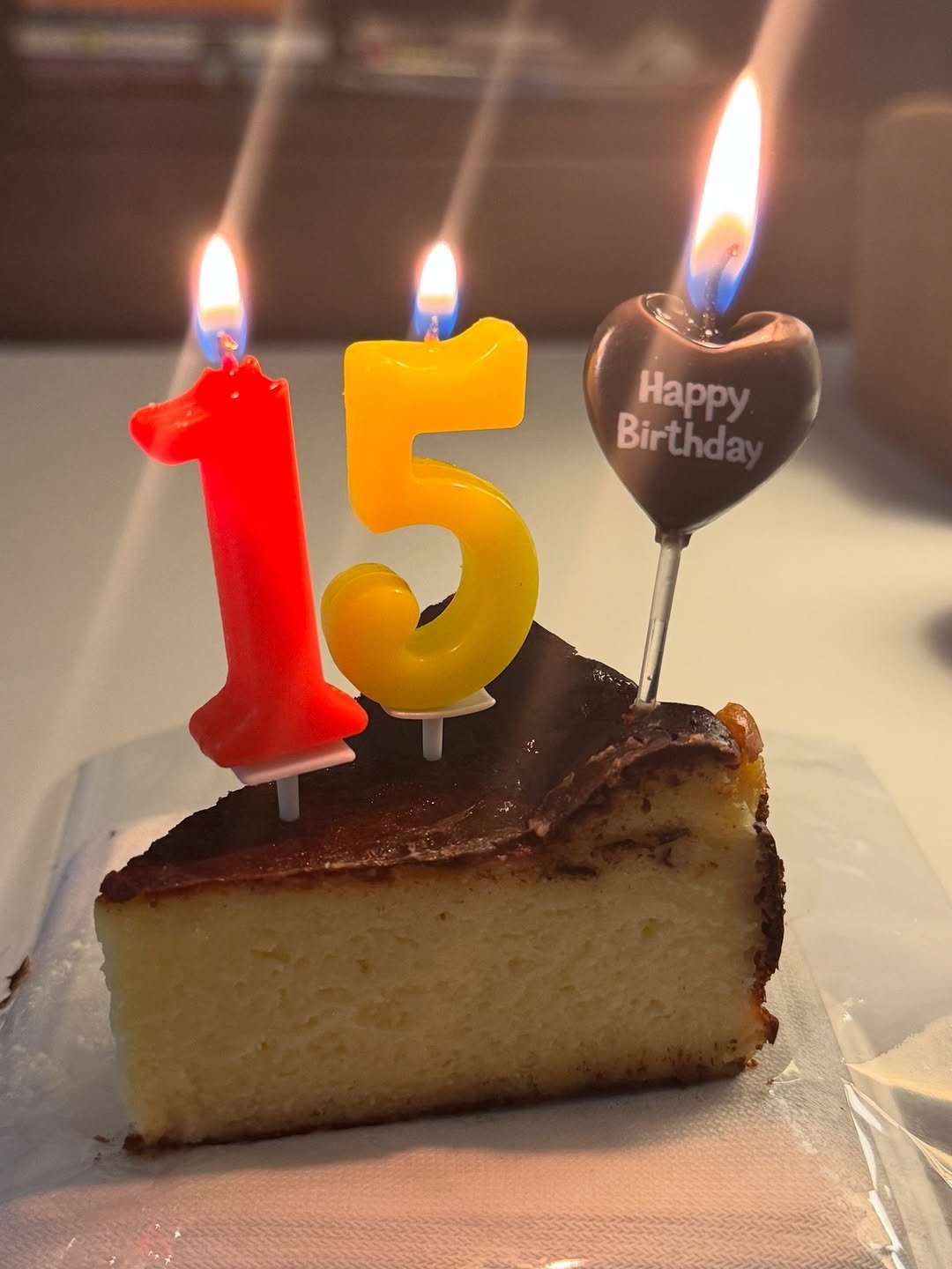 Photo by 비디아 on September 21, 2025. May be an image of cake, candle, cheesecake and text that says 'Happy Birthda'.